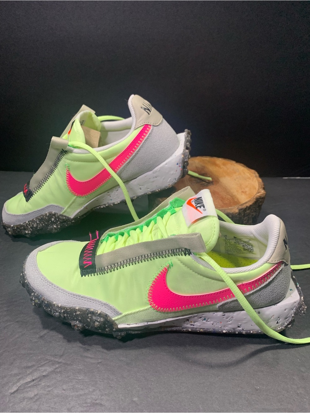 Nike Waffle Racer Carter Women’s Running Sneakers Volt Green Pink Shoe Size-6